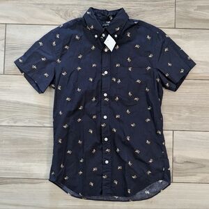 J. Crew Reindeer Dog Flex Fit Short Sleeve Button Down